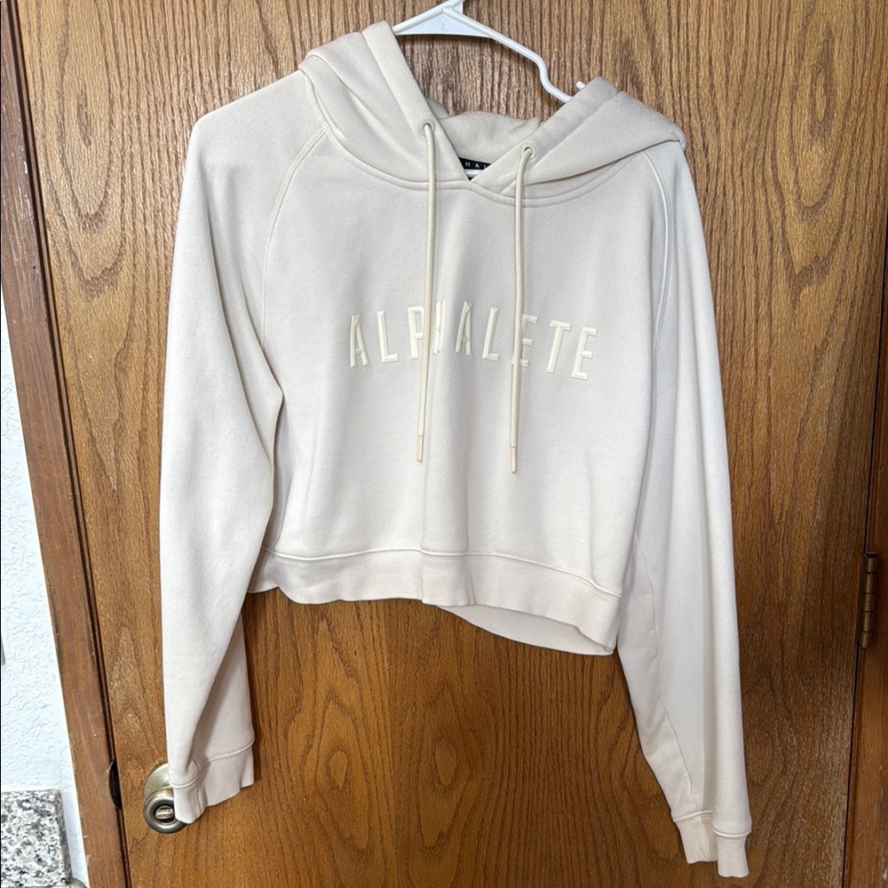Alphalete Cream Cropped Hoodie Sweatshirt